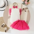 thumbnail image 4 of Hienoo Infant Girls Outfits Ruffles Ribbed Sleeveless Romper Tutu Skirt Headband 3Pcs Set, 4 of 4