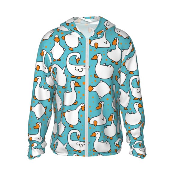 Disketp Cartoon Funny Goose for Men's Sun Protection Hoodie Performance Long Sleeve Fishing Outdoor Lightweight-3X-Large