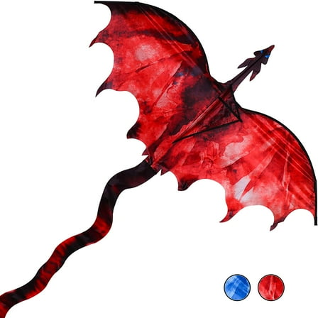 GEXWORLDWIDE 54" Fiery Dragon Huge Kite for Kids and Adults, Nylon, Outdoor Games