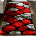 thumbnail image 3 of MDA Rug Imports Mateos Shag Collection Stone Area Rug Red/Grey 3'5'' X 5'5'' 4' x 6' Indoor Black Rectangle, 3 of 5