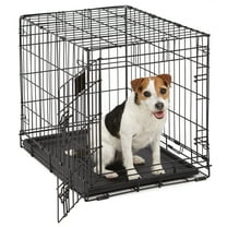 MidWest Homes Enhanced 24 Inch Single Door Folding Metal Crate for Small Dogs