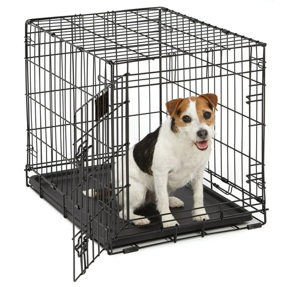 MidWest Homes Enhanced 24 Inch Single Door Folding Metal Crate for Small Dogs