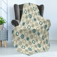 thumbnail image 4 of Compass Soft Flannel Fleece Blanket, Marine Themed Doodle Art Vintage Inspirations Traveling Exploration Cruise Pattern, Cozy Plush for Indoor and Outdoor Use, 70" x 90", Beige Teal, by Ambesonne, 4 of 5