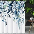 thumbnail image 2 of Shower Curtain Blue Eucalyptus Shower Curtains for Bathroom, Watercolor Leaf Shower Curtain Sets Waterproof Plant Shower Curtain Leaves Fabric Cloth Bathroom Curtains 72x72 inch with Hooks, 2 of 6