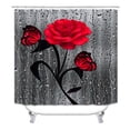 thumbnail image 2 of Bathroom Shower Curtains, Red Rose Flower Butterfly Raindrop Waterproof Polyester Fabric Shower Curtain Sets Bathroom Curtains with 12Hooks (Red, 72X72 inch), 2 of 3