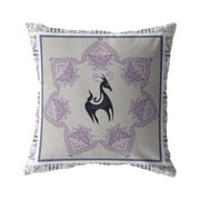 Horse and Butterflies Throw Pillow in Black on Gray 16x16