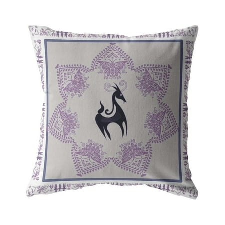 Horse and Butterflies Throw Pillow in Black on Gray 16x16