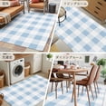 thumbnail image 6 of 2.7x5 Area Rugs, Blue Checkered Non-Skid Rubber Backing Large Rectangle Rugs - Living Room Bedroom Home Office, Blue White Buffalo Plaid Indoor Floor Mat Carpets Washable Rug, 6 of 9