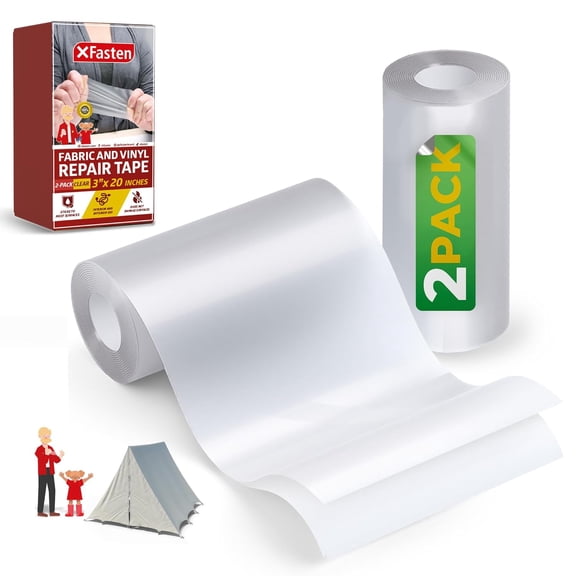 XFasten Fabric and Vinyl Repair Tape, Clear, 3" x 20" for Tents, Jackets, Inflatables, Awnings, RV