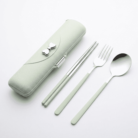 ROSEXIXI Stainless Steel Cutlery Set with Case,3pcs Stainless Steel Utensils Reusable Travel Fork Spoon And Chopsticks With Case,For Lunch Box Picnic And Camping Cooking Essentials