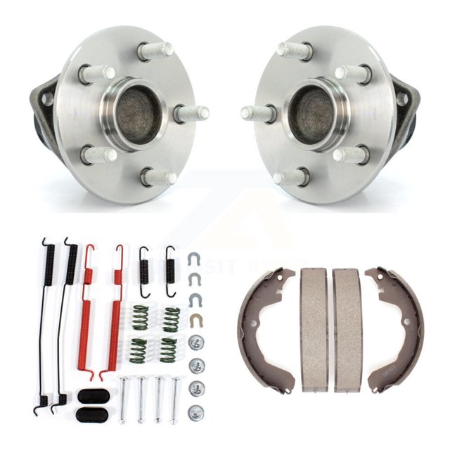 Transit Auto Rear Drum Brake Shoe & Hardware and Wheel Hub Bearing Assembly Kit for Car 2003-2008 Toyota Matrix Pontiac Vibe FWD with 4-Wheel ABS - Left Right Side (Driver Passenger) K7D-100854