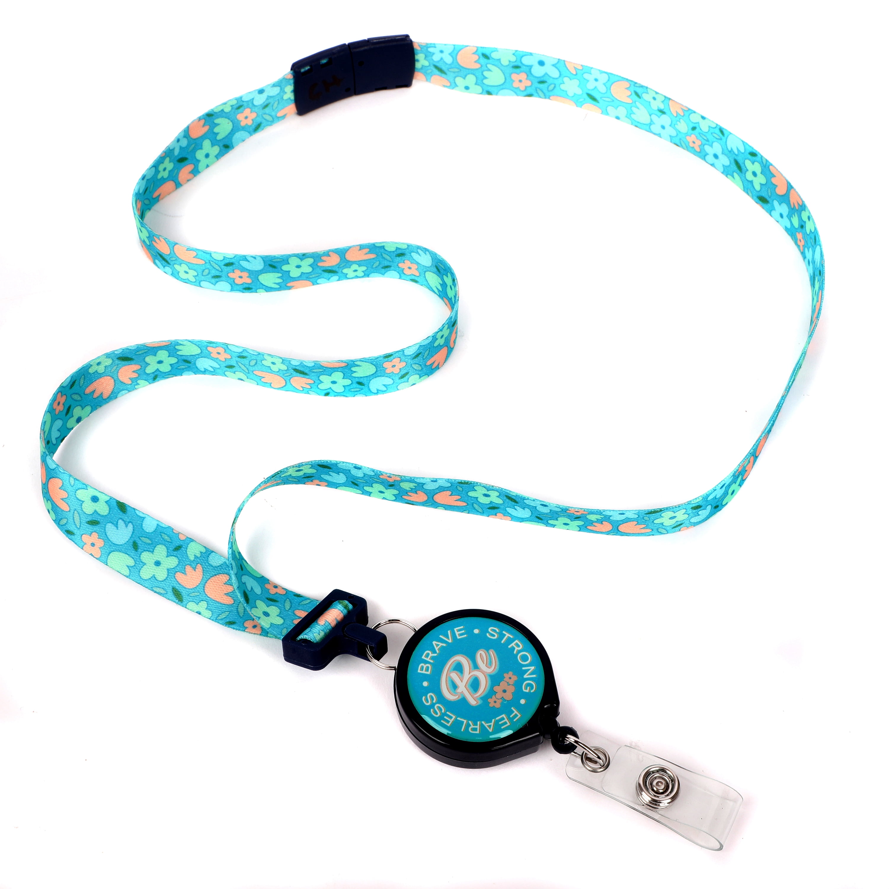 PR ESSENTIALS Brand Be Brave Bright Teal Lanyard with Badge Reel