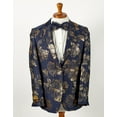 thumbnail image 2 of Mens 2 Button Navy Blue & Gold Foil Floral Paisley Prom & Wedding Blazer By Alberto Nardoni, 2 of 3