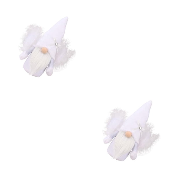 Bearachild Muñeco de gnomo de Navidad decoración de de vacaciones artificiales regalos de juguete de peluche largo Blanco 2Conjunto