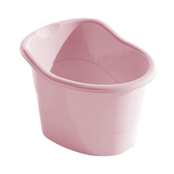 Cubo de baño para bebés, bañera para niños, base antideslizante, cómodo asiento de baño para sentarse y sumergirse, para niños de 5 a 8 años Rosa