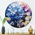 thumbnail image 3 of Designart "Blue Pink Hydrangea Hydrangea" Floral Oversized Wall Clock, 3 of 5