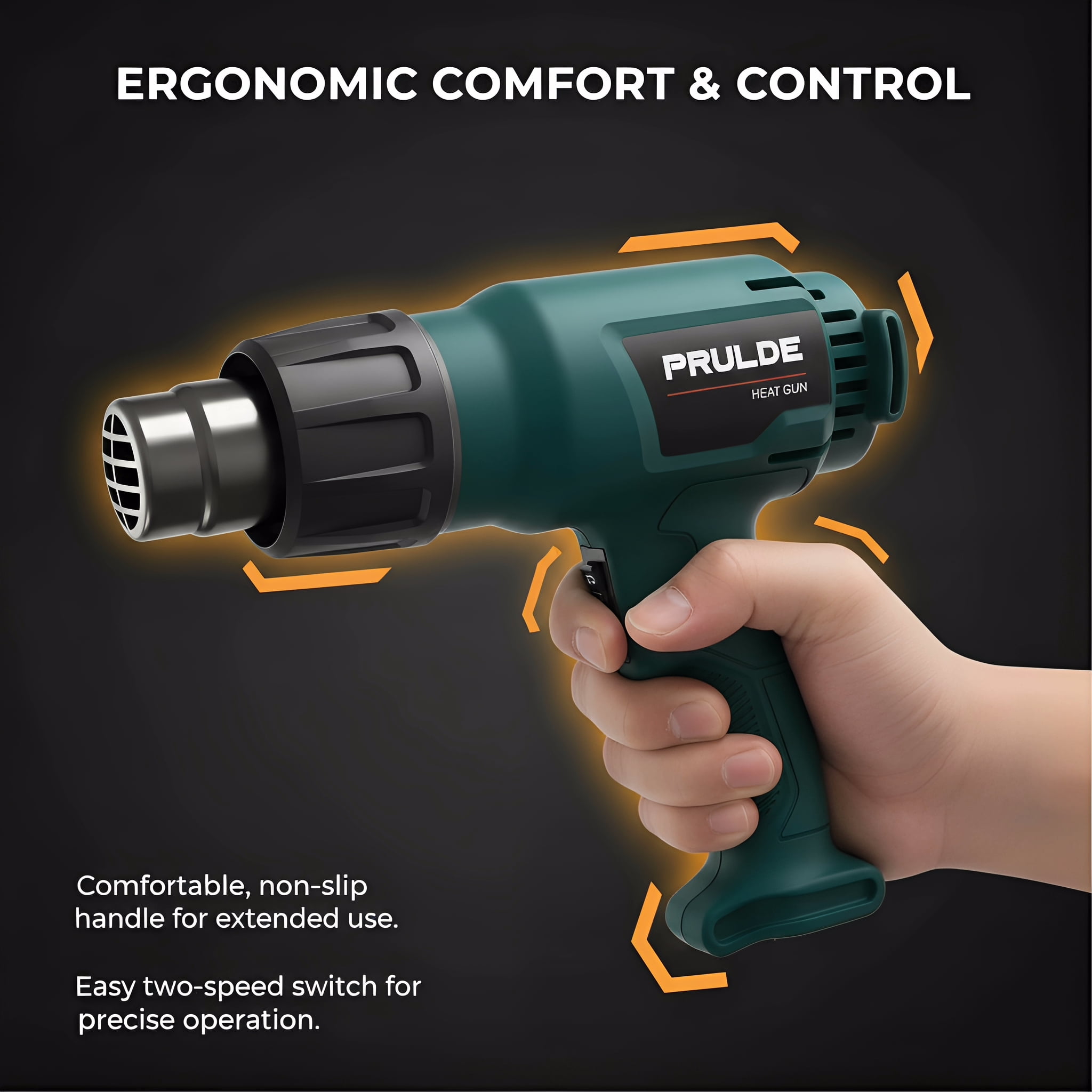 1800W Heat Gun, Fast Heating Hot Air Gun with 750℉&1100℉,Dual-Temperature Control for 2 Speed Settings with 4 Nozzels for Crafts, Vinyl Wrap, Shrink Tubing, Shrinking PVC, Stripping Paint
