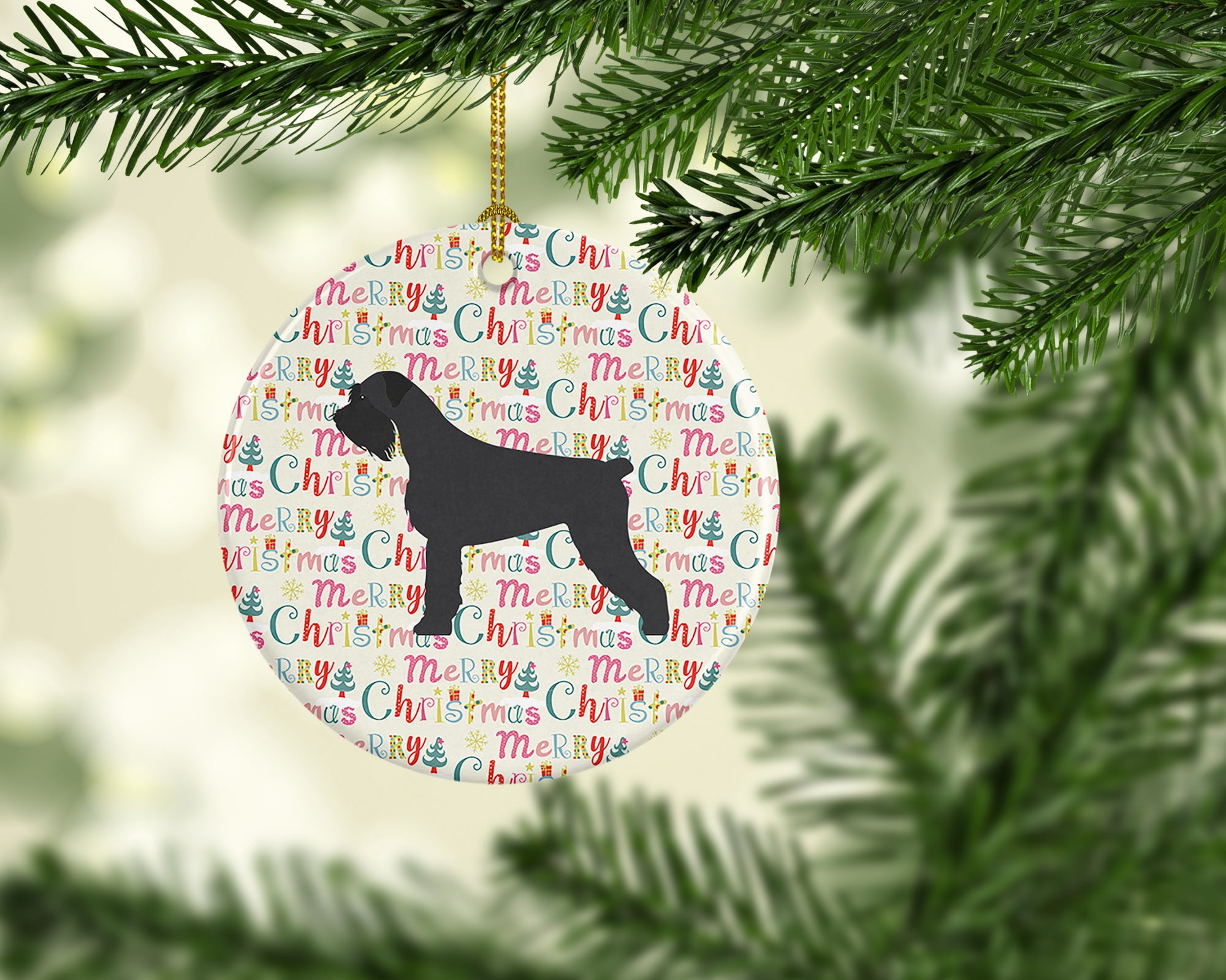 Giant Schnauzer Merry Christmas Ceramic Ornament 2.8 in x 2.8 in