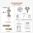 thumbnail image 6 of VEVOR Entry Door Locksets with Deadbolt, 5 Pack Satin Nickel Entry Lever and Single Cylinder Deadbolt, Keyed Alike Combo Pack, Fit for 1-3/8" to 1-3/4" Door Thickness, for Entrance and Front Door, 6 of 9