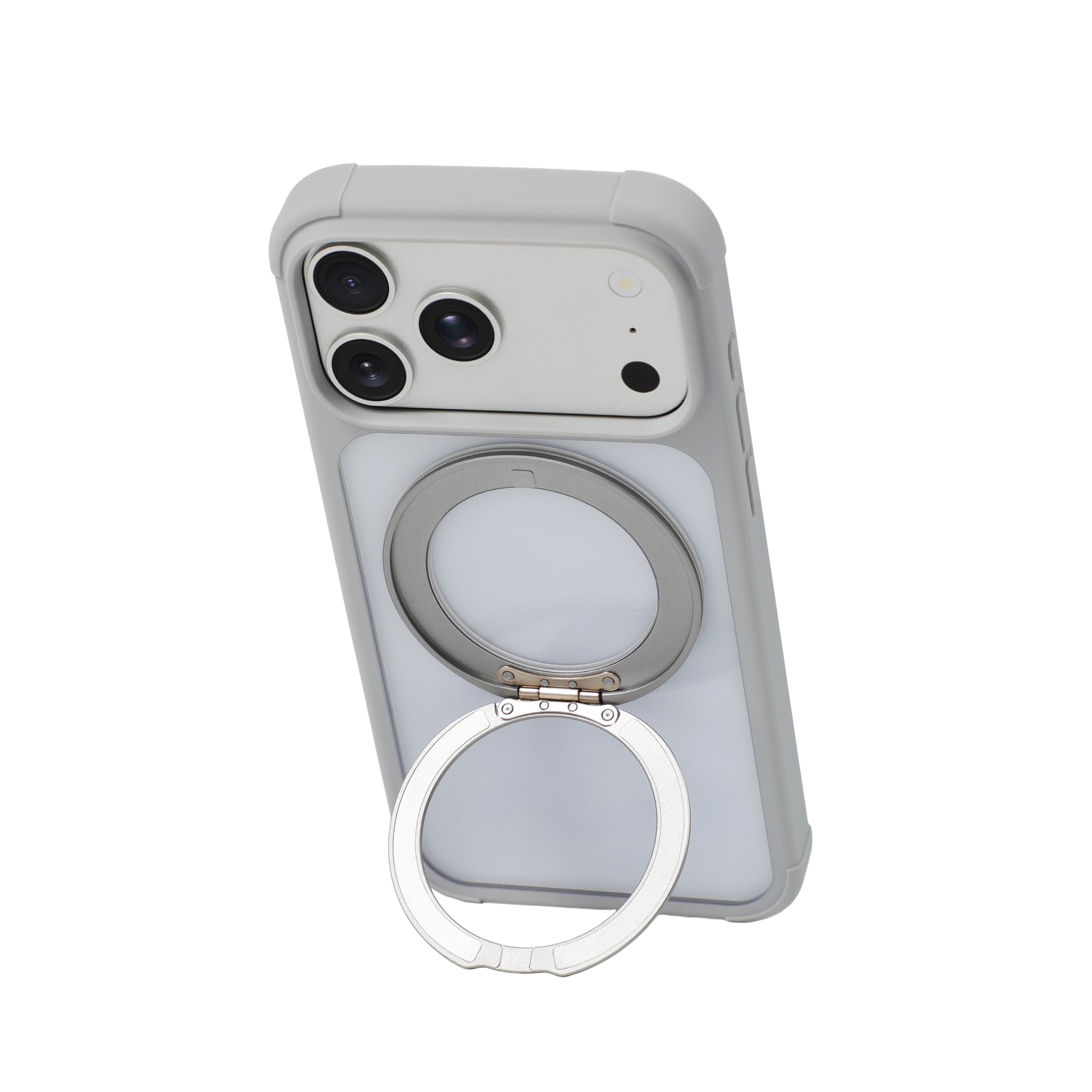 onn iPhone 18 Pro Max and iPhone 17 Pro Max Bumper Cell Phone Case with MagSafe & 360 Ring Kickstand, Clear