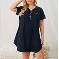 thumbnail image 2 of Besolor Chemise de Nuit Grande Taille pour Femmes Col en V Boutons Manches Courtes Chemise de Nuit Décontractée Douce Robe de Pyjama, 2 of 6