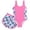 Z3-Pink, variant on Kids Girls Swimsuit One Piece Bathing Suit with Tropical Print Shorts Adjustable Strap Swimwear for Size 9-16
