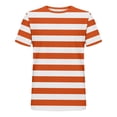 thumbnail image 3 of JSheng Men's Striped T-Shirts Fashionable Short Sleeve Round Neck Loose Comfortable Casual Oversize Pullover Tops for Man A-Orange XL, 3 of 4