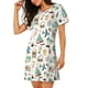 thumbnail image 2 of Fotbe Travel1 Bata de Dormir para Mujer con Estampado, Camisón de Algodón de Manga Corta, Ropa de Dormir Casual, 2 of 6