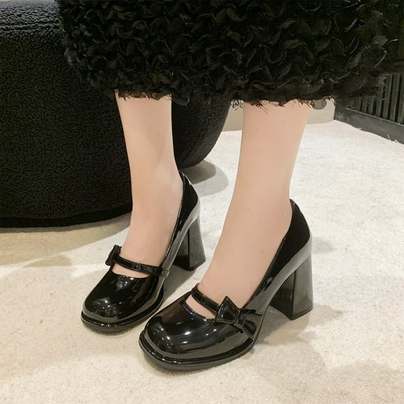 Cameland Small Fragrant Style Round-toe Pearl French Retro Mary Shoes For Women Flat Shallow Mouth Gentle Patent Leather Spring
