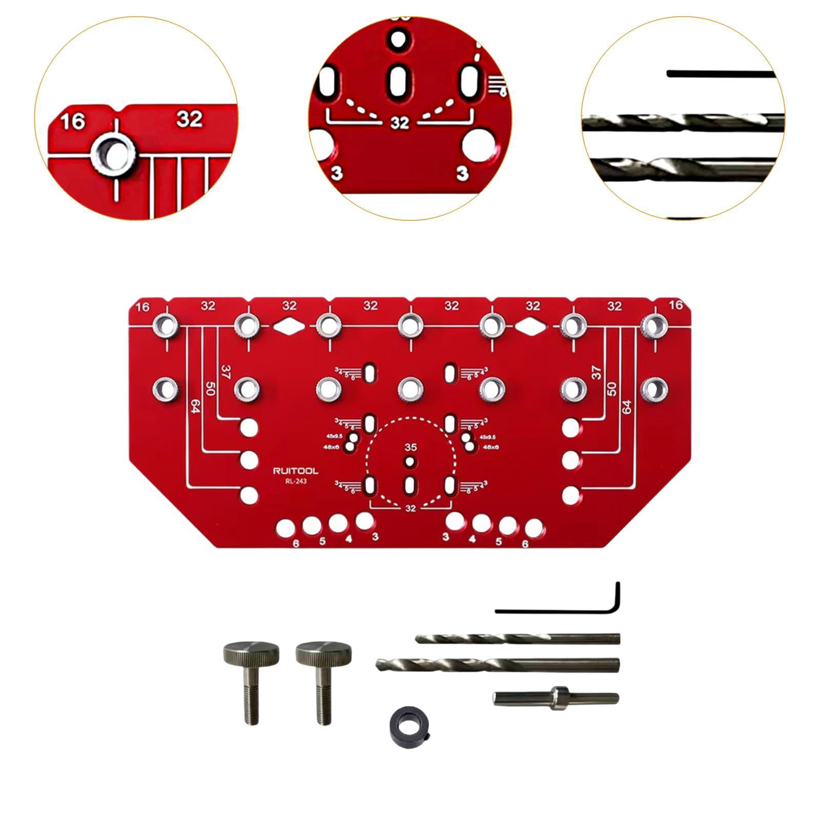 figatia Shelf Pin Jig and Hinge Jig 2-in-1 Metal Drillings Jig Aluminum Alloy Multifunctional Straight Holes Hardware Jig for Cabinet