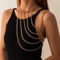 thumbnail image 2 of Sexy Harness Body Chain Boho Gold Necklace Choker Shoulder Chain Multi Row Chunky Cuban Arm Chain Unique Layered, 2 of 5