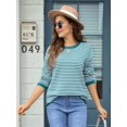thumbnail image 4 of Womens Crewneck Pullover Striped Sweaters Long Sleeve Casual Winter Tops Color Block Loose Fit Warm Clothes Blue L, 4 of 8