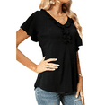 thumbnail image 5 of Fantaslook Womens Blouses Floral Ruffle Short Sleeve Tunic Tops Casual V Neck Summer Shirts, 5 of 5
