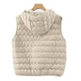 thumbnail image 3 of OGLCCG Women's Lightweight Hooded Vest Full Zip Thin Warm Sleeveless Jacket Casual Fall Winter Soft Cropped Quilted Puffer Vest,L,Beige, 3 of 7