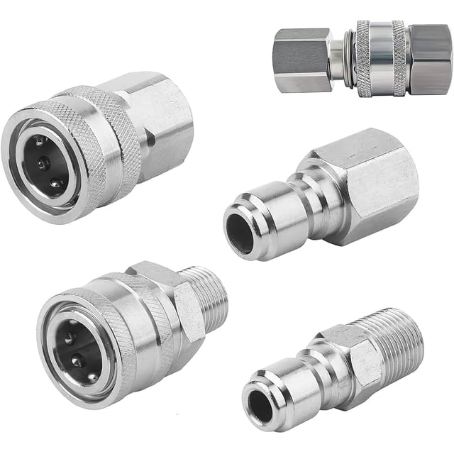 3/8 Quick Connect Fittings,Pressure Washer Quick Connect Kit,Stainless Steel Adapter Set Female and Male Thread(4Pieces)