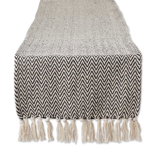 Camino de Mesa DII Chevron 38x183 cm Algodón Negro
