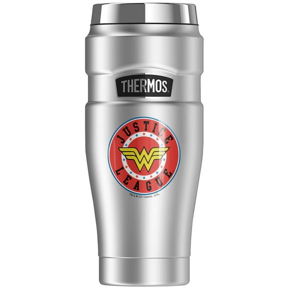 Wonder Woman Wonder Woman Athletic Logo, THERMOS STAINLESS KING Stainless Steel Travel Tumbler, Vacuum insulated & Double Wall, 16oz