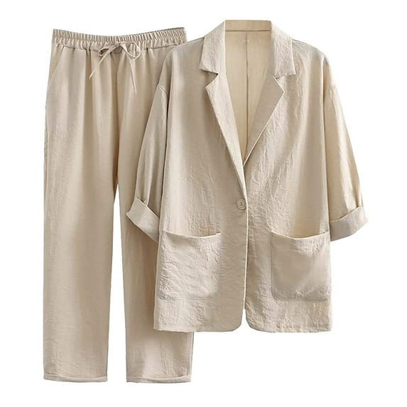 Cathalem Senior Designer Women's Suits Long Sleeve Women's Office Dresses And Suits Of Khaki XXL