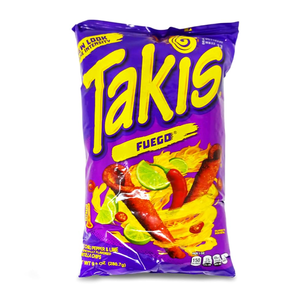 Takis Fuego HOT Chili & Lime Corn Snack: 6 Bags of 9.9 Oz - Walmart.com