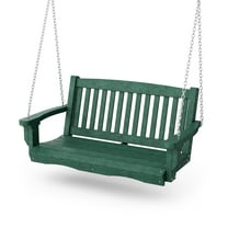 Wildridge Classic Mission Porch Swing, Turf Green - Outdoor Weather Resistant Recycled Plastic Furniture for Patio
