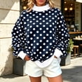 thumbnail image 3 of Womens Mock Neck Sweatshirts Oversized Pullover Polka Dot Fall Turtleneck,Fall Fashion Tops Long Sleeve Tops Casual Lounge Travel Work Hiking Tees Navy 2XL, 3 of 10