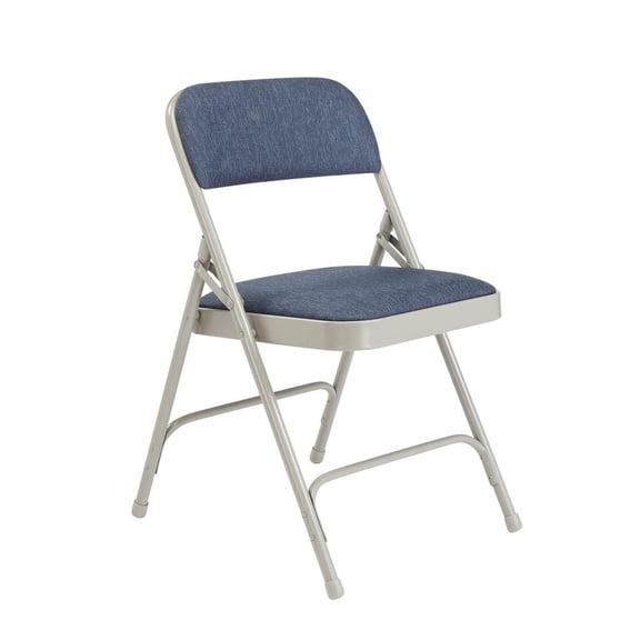 Blue/Grey Fabric Padded Seat Stackable Folding Chair (Set of 4)