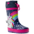 thumbnail image 4 of Bota De Lluvia Afelpada Para Niña Unicornio Estrellas Marino azul marino 18, 4 of 6