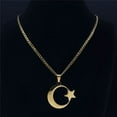 thumbnail image 2 of Muslim Islam Moon Star 14K Yellow Gold Chain Necklaces for Men's And Women Gold Color Necklace Jewelry collares de mujer, 2 of 6