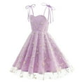 thumbnail image 5 of Lumtrix Girls Dresses Formal Party Wedding Tulle Sleeveless Embroidered Floral Contrast Mesh High Low Dress for 2-14 Y Light Purple 140-L, 5 of 7