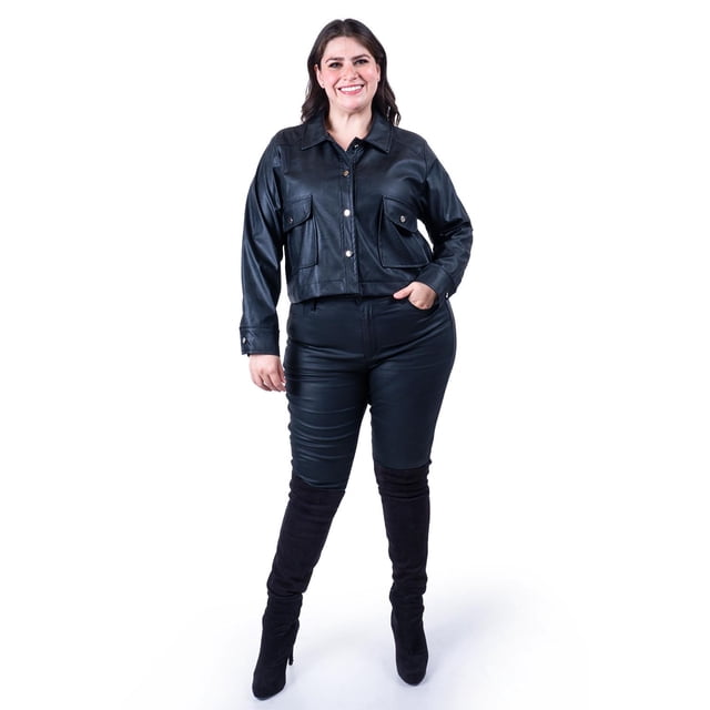 Chamarra de piel sintética Roman Fashion Tallas Extras 115 Negro