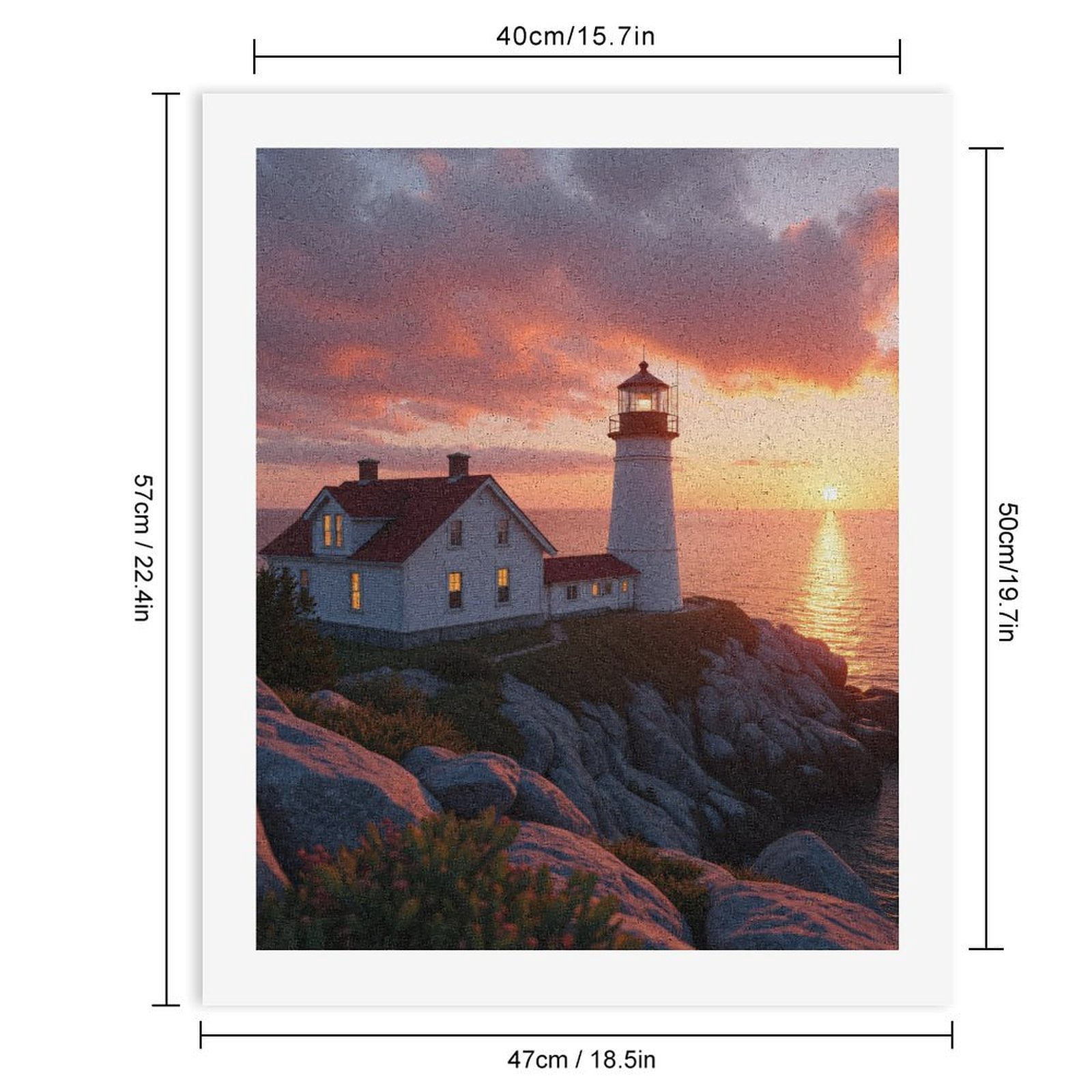 Paint by Numbers Kit for Adults, Sunset Lighthouse Cliff Ocean View Paint by Numbers, Easy Paint by Numbers Kit for Adults Beginner, DIY Adult Paint by Number Kits on Canvas, 12x16in Home Decor