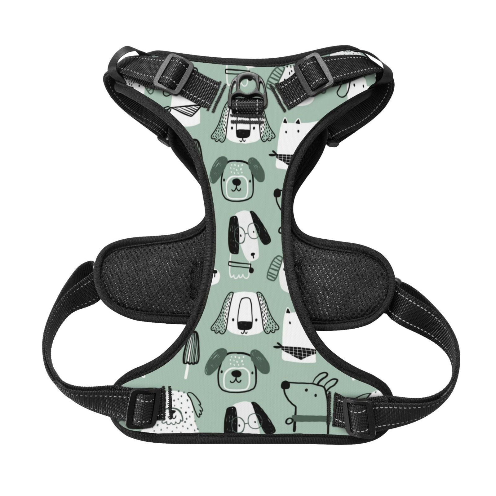 Kdxio Puppy Print No Pull Dog Harness Adjustable Reflective Oxford Easy Control Medium Large Dog Harness for Training and Everyday-Medium