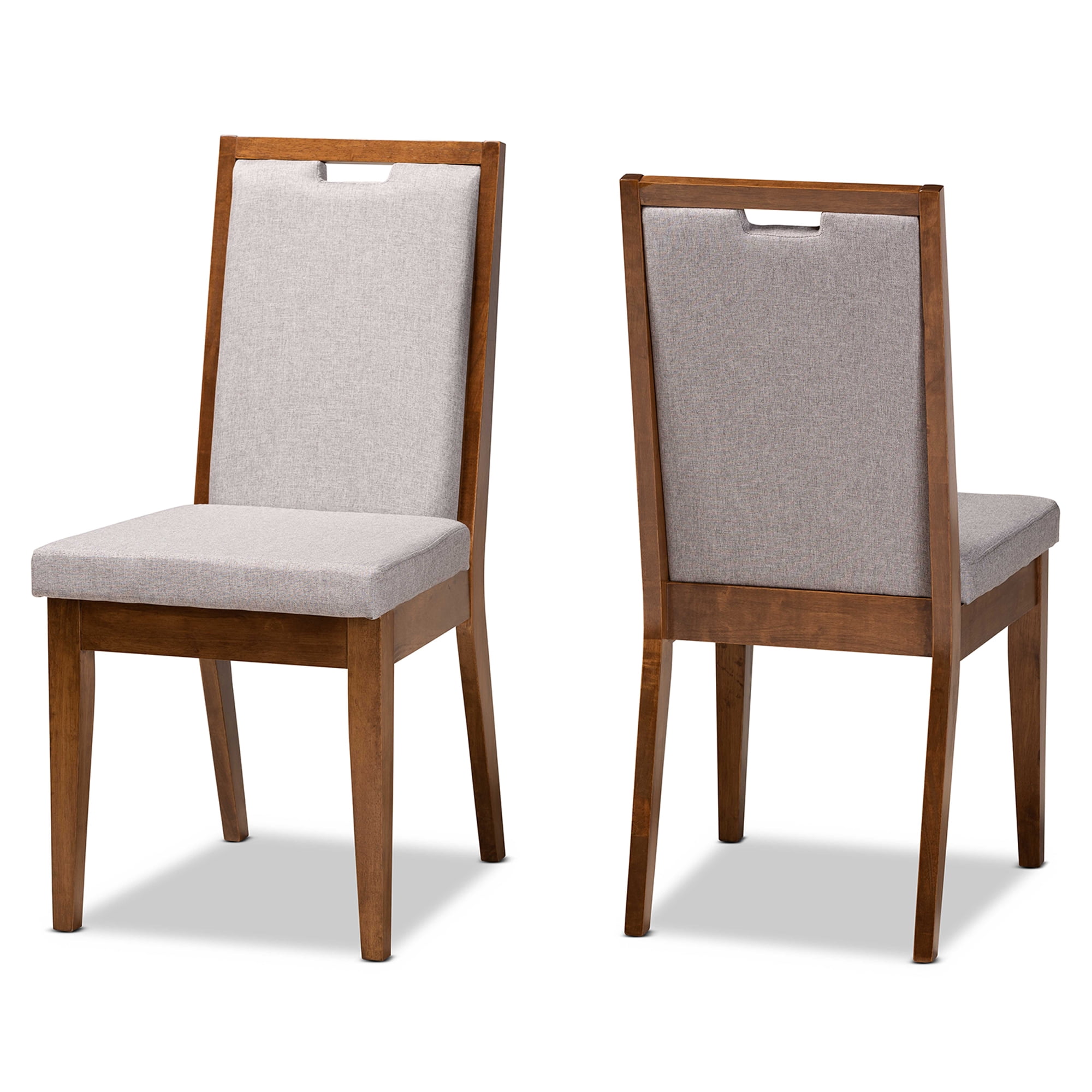Baxton Studio Octavia Dining Chair, Set of 2, Grey and Walnut Brown