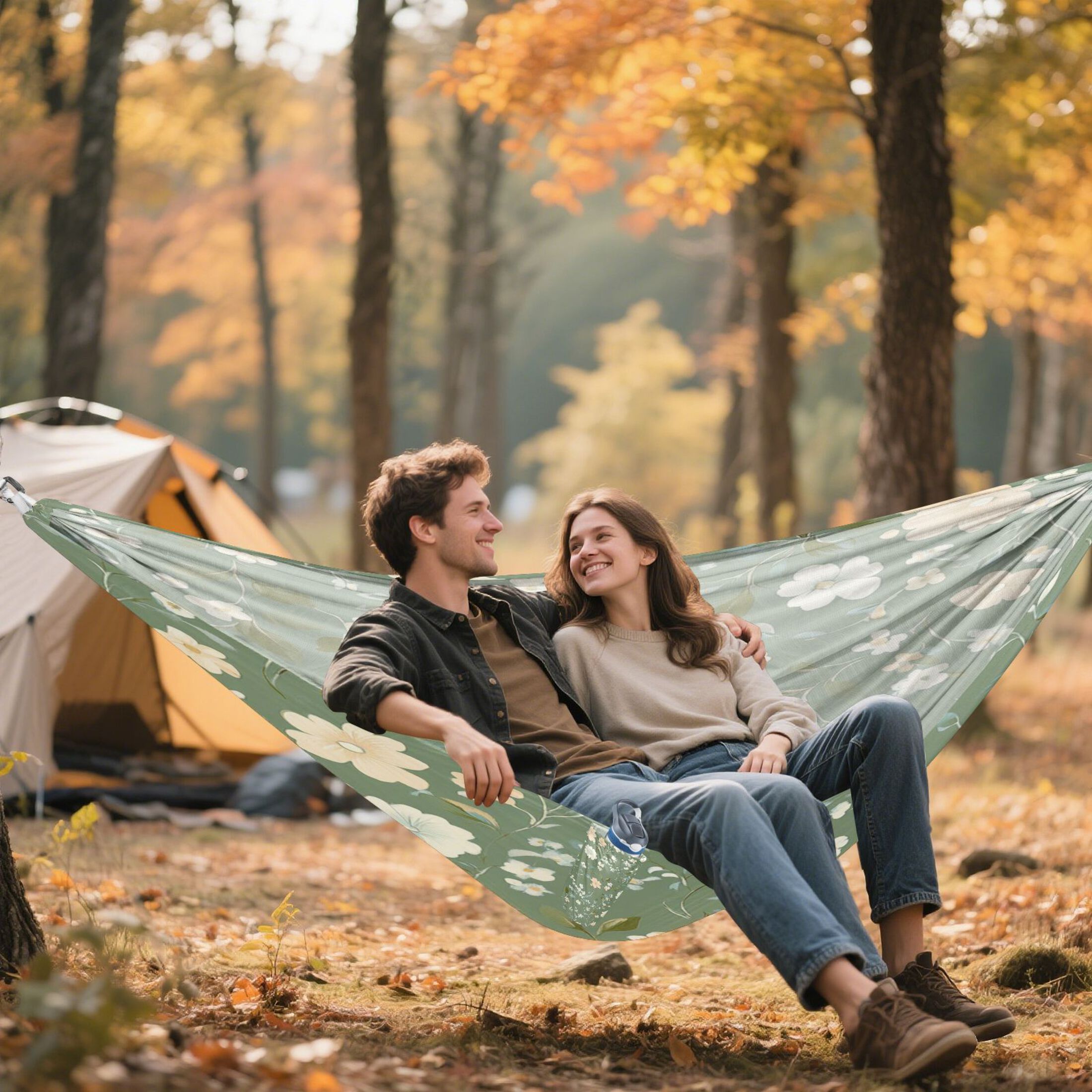 Hammock Camping Hammock Nylon Portable Hammock Travel Camping Hammock Green Background Flower